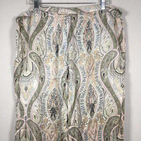 Paisley pattern pink and light green 100% silk pajama bottoms wide leg size XL - Picture 5 of 7
